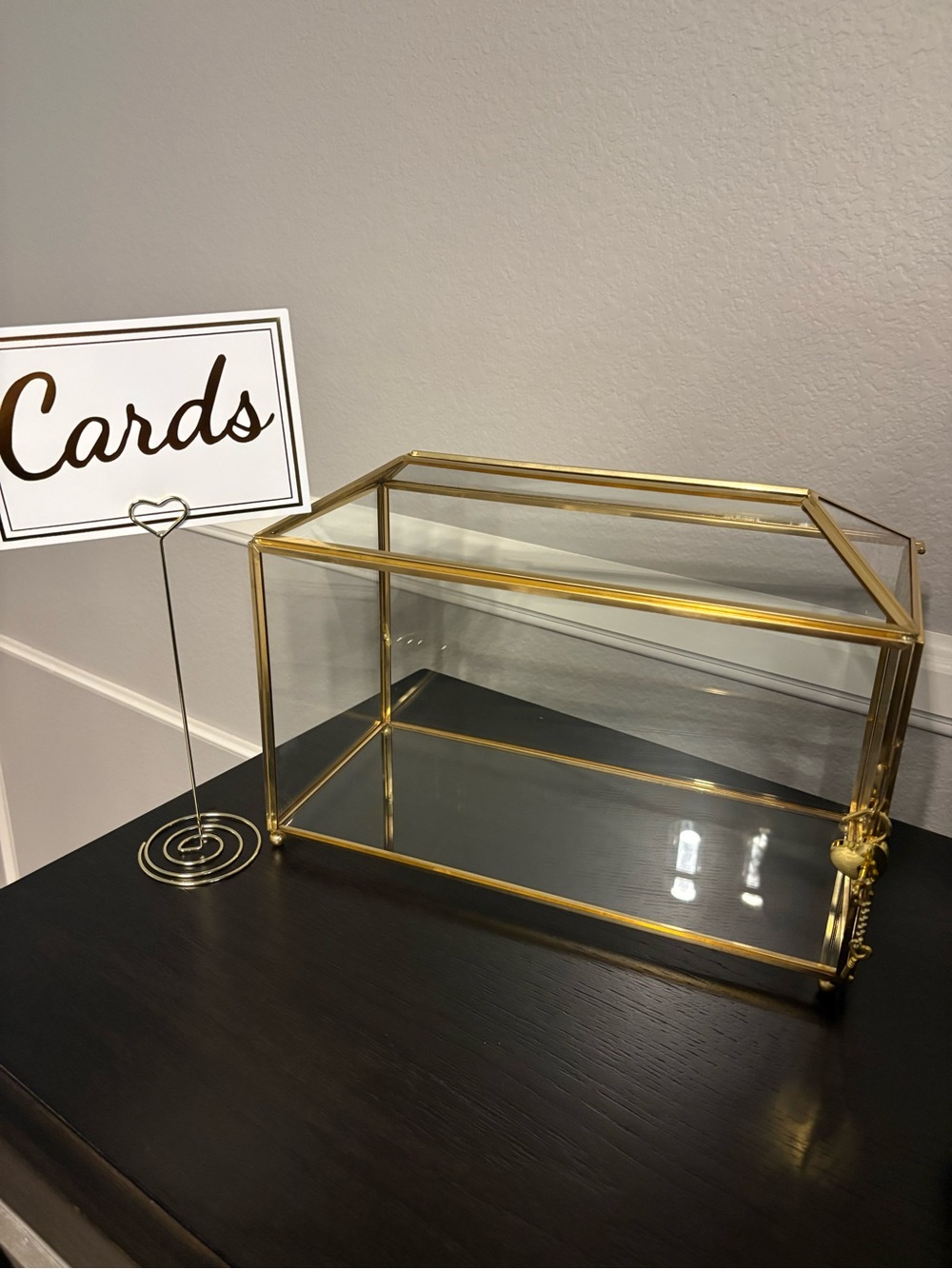 Elegant Gold Glass Card Box for Weddings and Events
